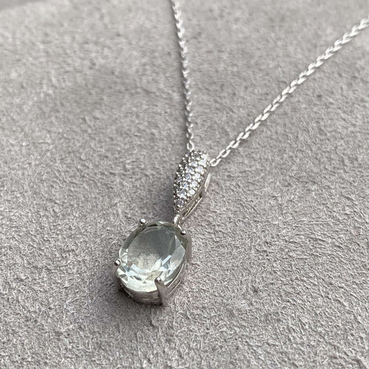Prasiolite & Created Diamond Pendant - Twelve Silver Trees