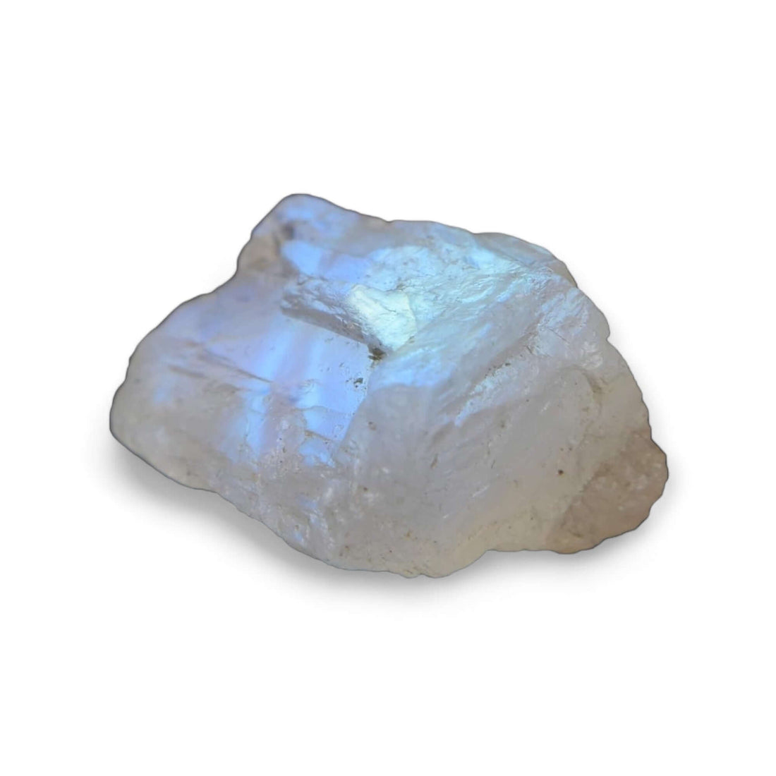 Image of a 9.50 carat raw and uncut rainbow moonstone gemstone 