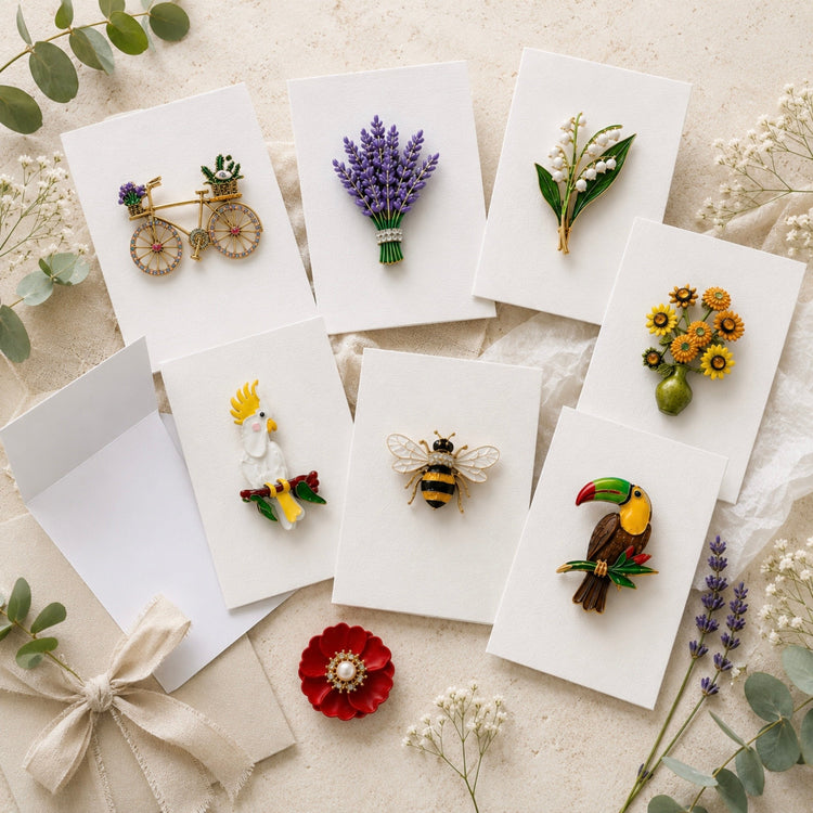 Keepsake Cards with Brooches & Gifts – Twelve Silver Trees