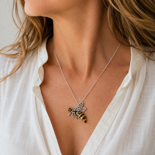 classic-baltic-amber-bee-pendant-worn-necklace