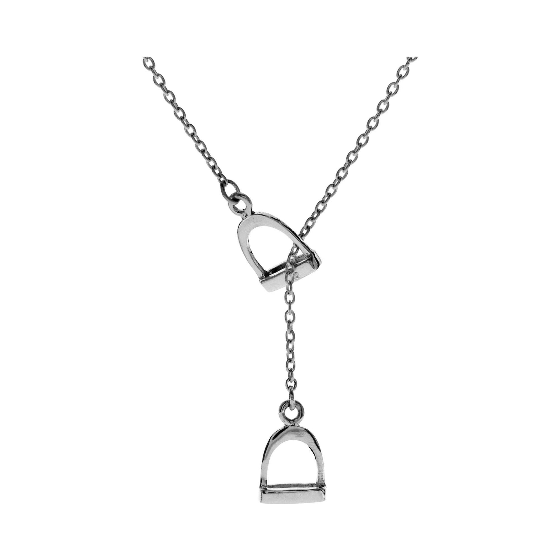 Thread Through Stirrup Sterling Silver Necklace - Twelve Silver Trees