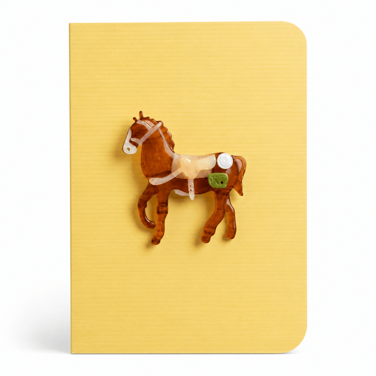 A6 blank greeting card featuring a removable acrylic horse brooch by Twelve Silver Trees