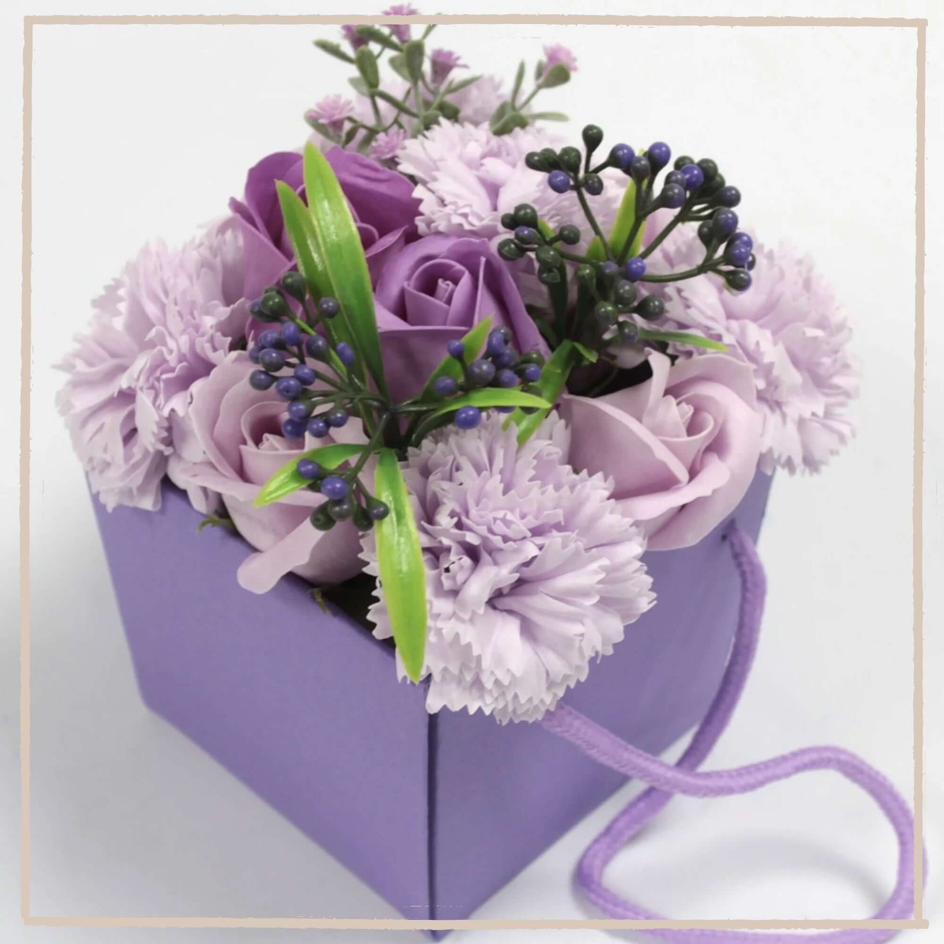 Lavender Flower Garden - Boxed Soap Flower Bouquet. - Twelve Silver Trees