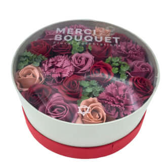 The Vintage Roses Soap Flower Round Gift Box - Twelve Silver Trees