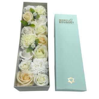 Soap Flower Gift Box - White & Ivory - Twelve Silver Trees