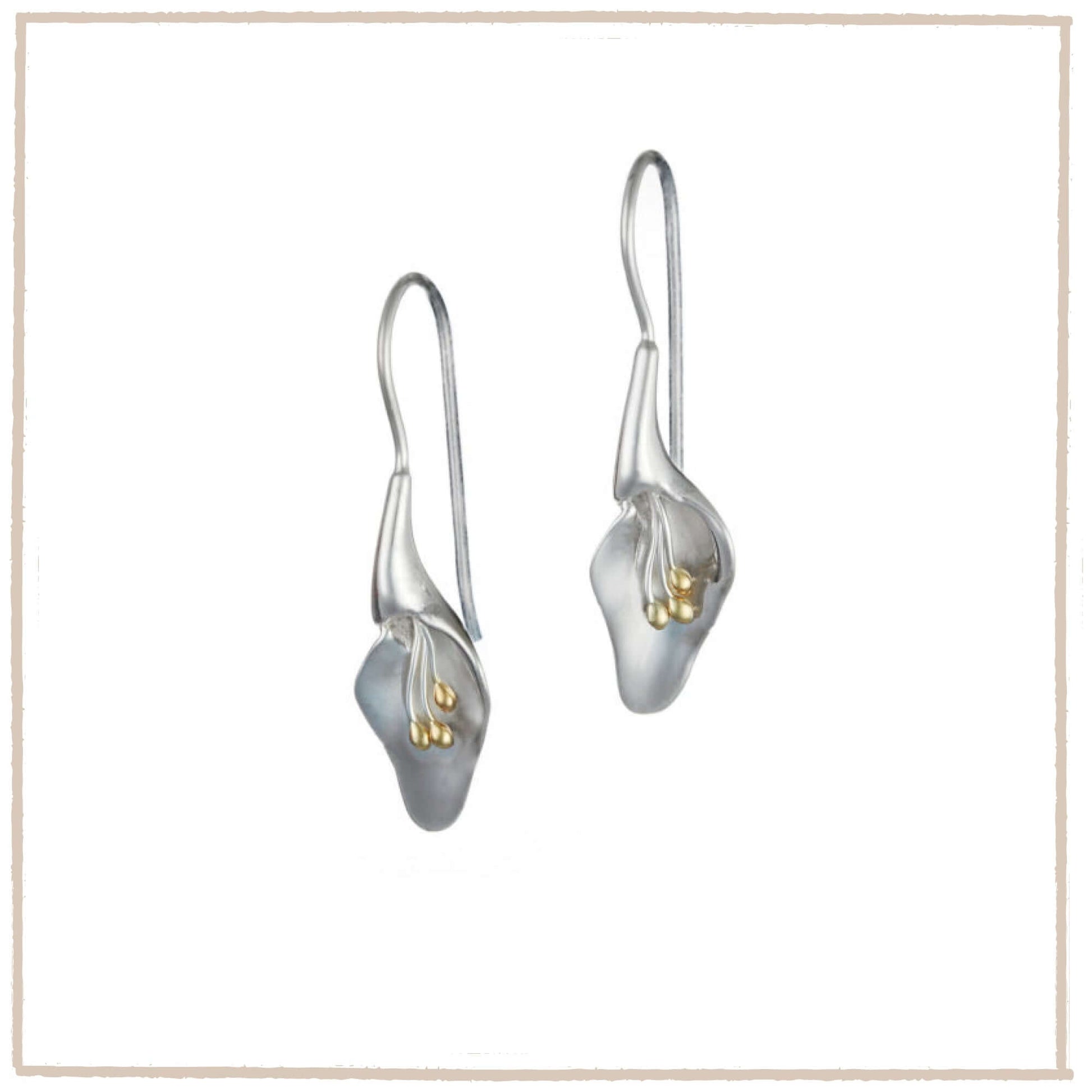 Elegant Calla Lily Handmade Hook Earrings. - Twelve Silver Trees
