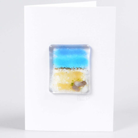 The Beach - Handmade Fused Glass Greetings Card - Twelve Silver Trees