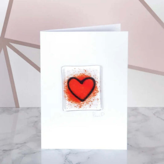 Heart Fused Glass Handmade Greetings Card