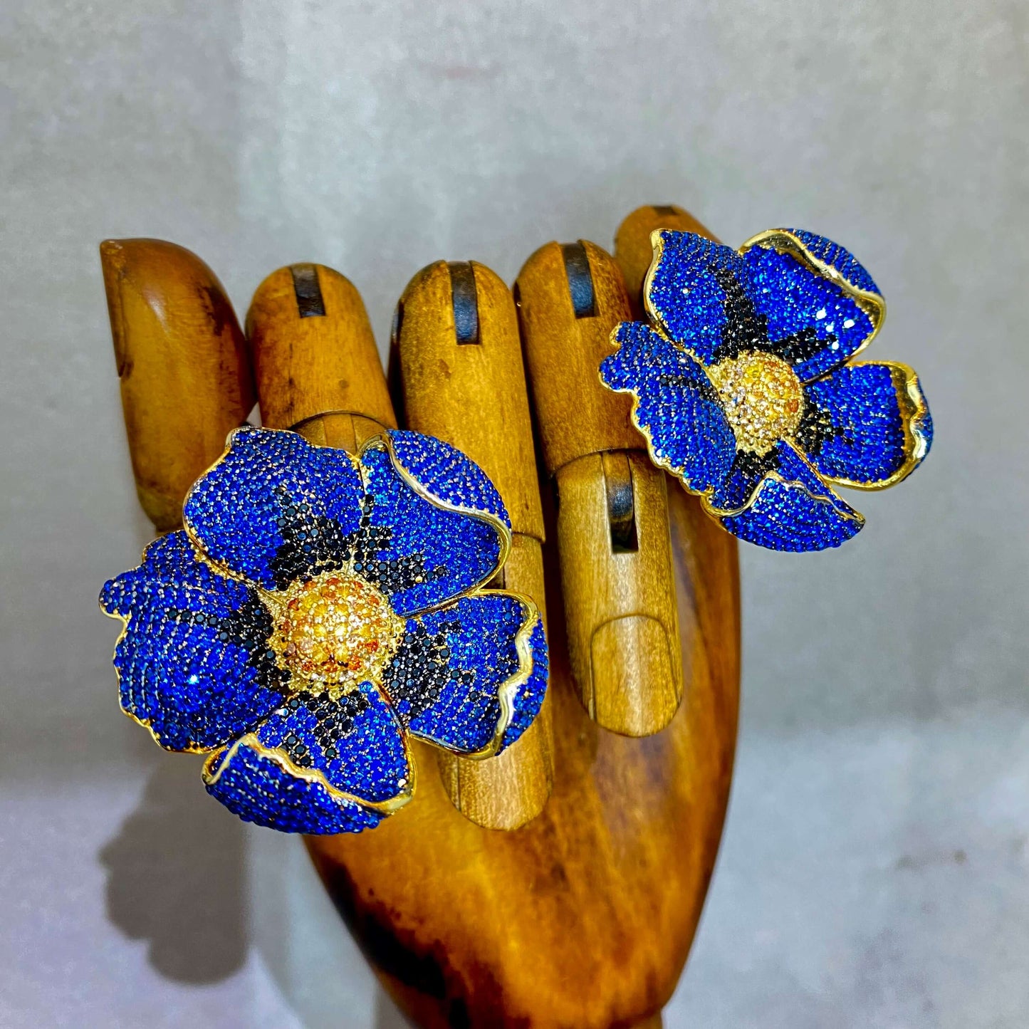 Poppy Flower Sapphire Blue Sterling Silver Earrings - Twelve Silver Trees