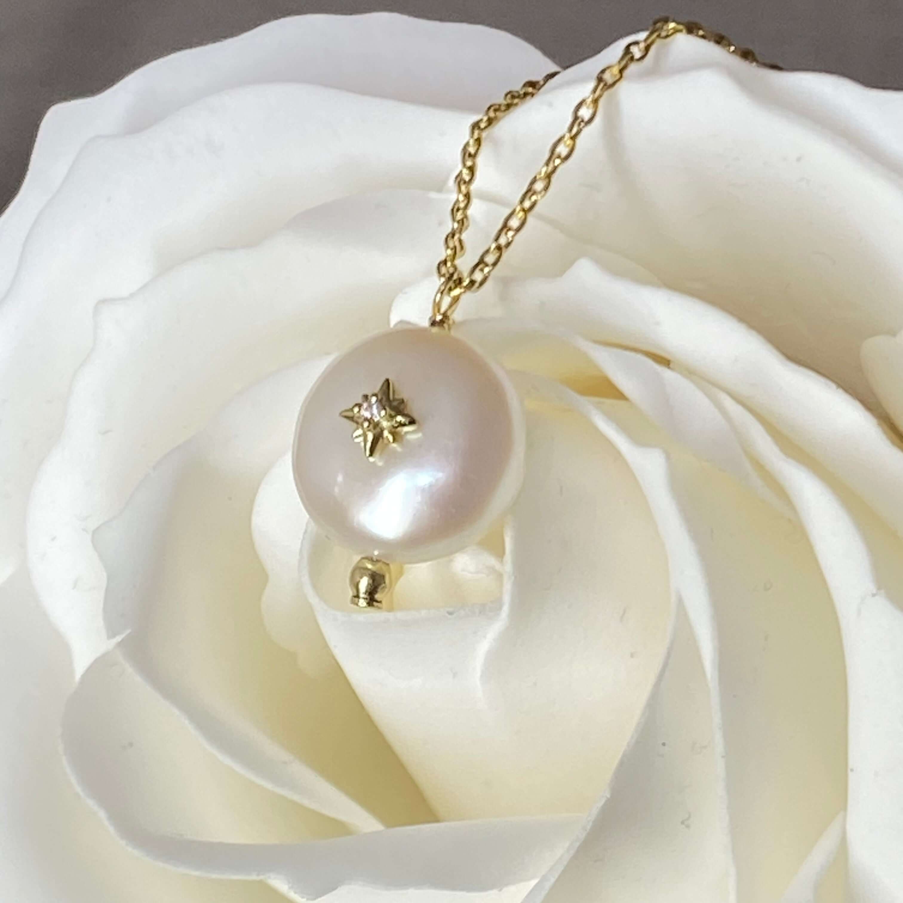 Embellished Star Freshwater Pearl Pendant Necklace