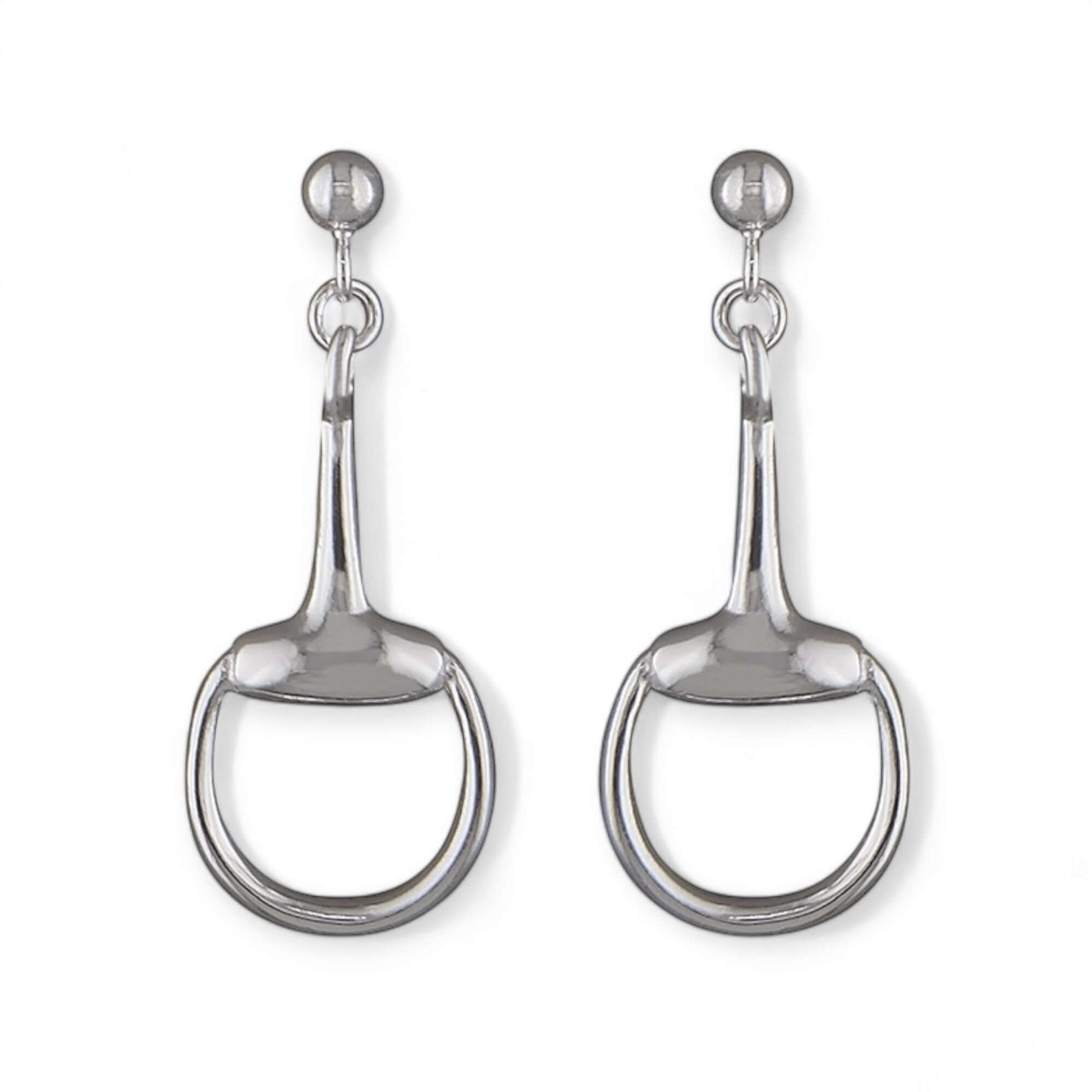 Snaffle Drop Stud Sterling Silver Earrings - Twelve Silver Trees