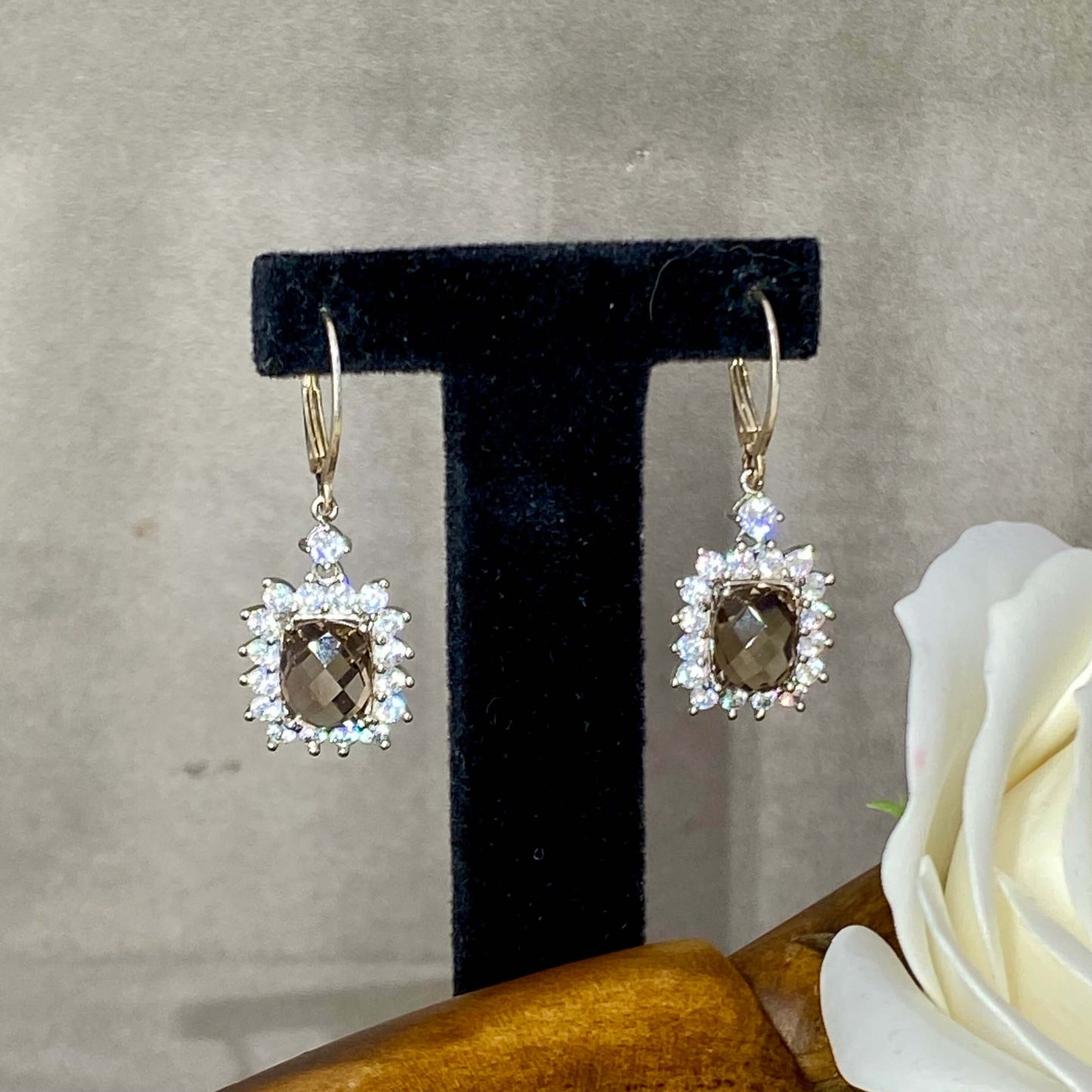 Smoky Quartz Sterling Silver Cluster Lever Back Earrings - One of a kind - Twelve Silver Trees
