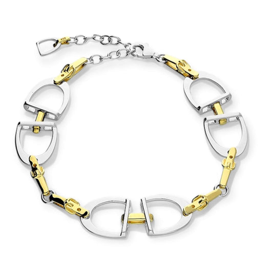 Stirrup And Buckle Bracelet In Sterling Silver & 18 Carat Gold Vermeil - Twelve Silver Trees