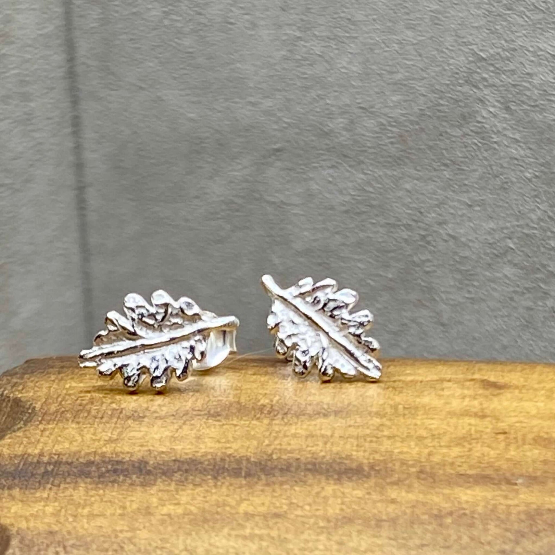 Sterling Silver Oak Leaf Stud Earrings - Twelve Silver Trees