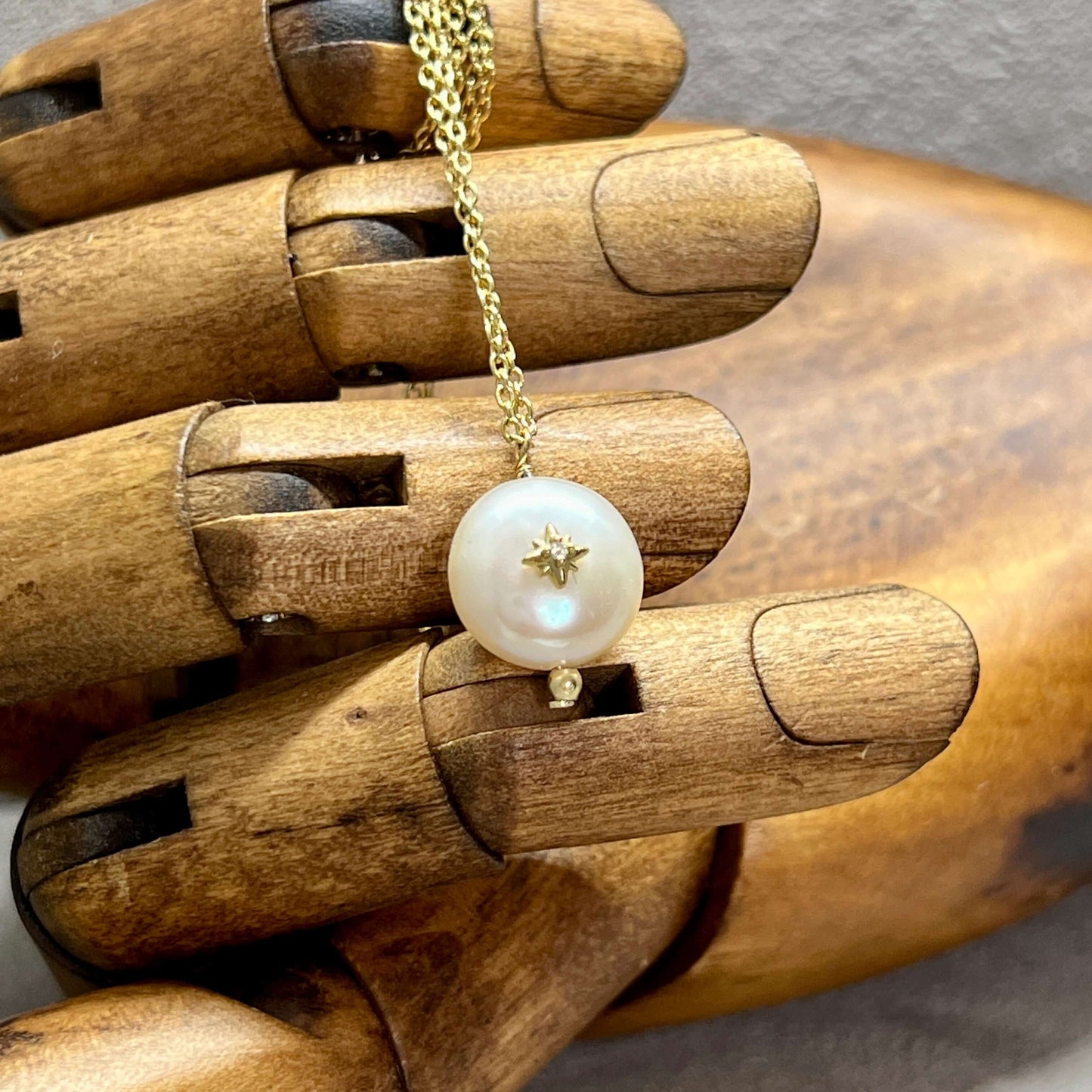 Embellished Star Freshwater Pearl Pendant Necklace - Twelve Silver Trees