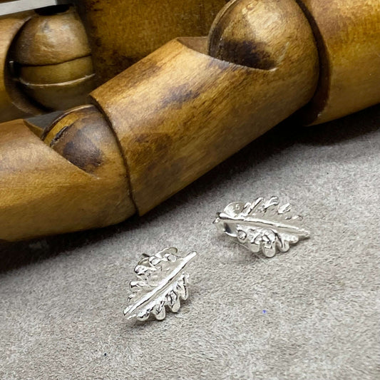 Sterling Silver Oak Leaf Stud Earrings - Twelve Silver Trees