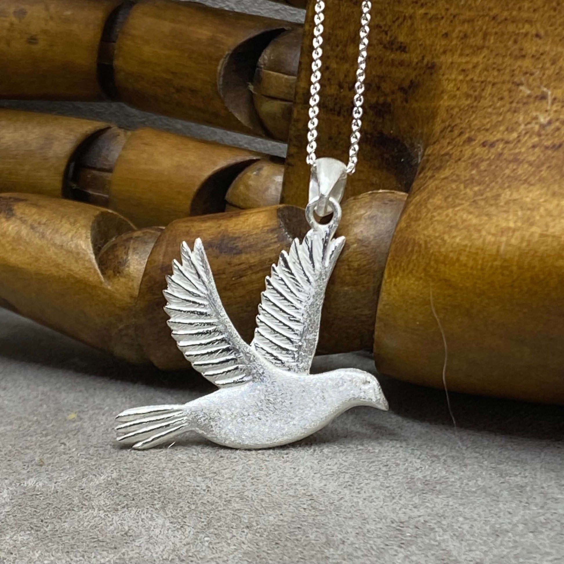 Doves Grace, Sterling Silver Dove Of Peace Pendant. - Twelve Silver Trees