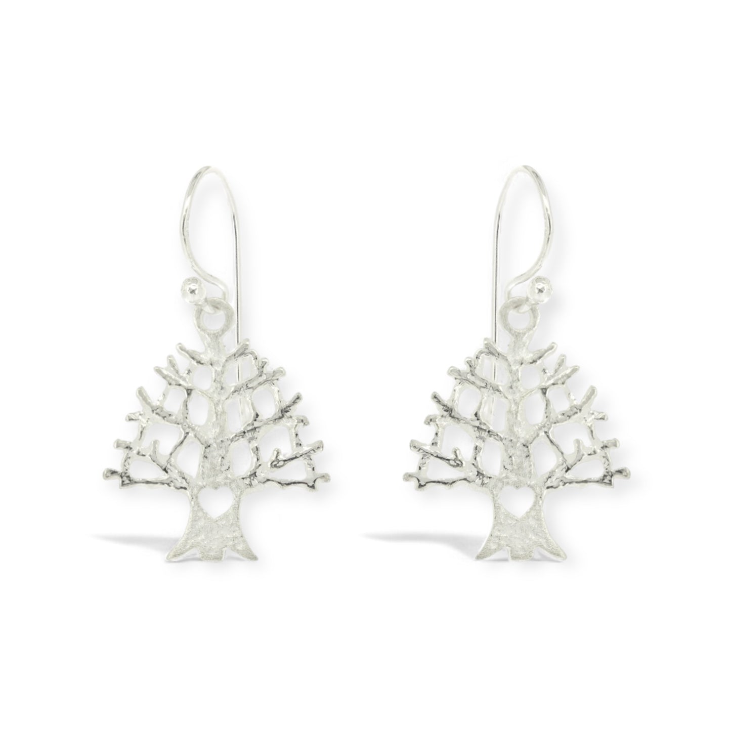 Love Tree - Sterling Silver Hook Earrings - Twelve Silver Trees