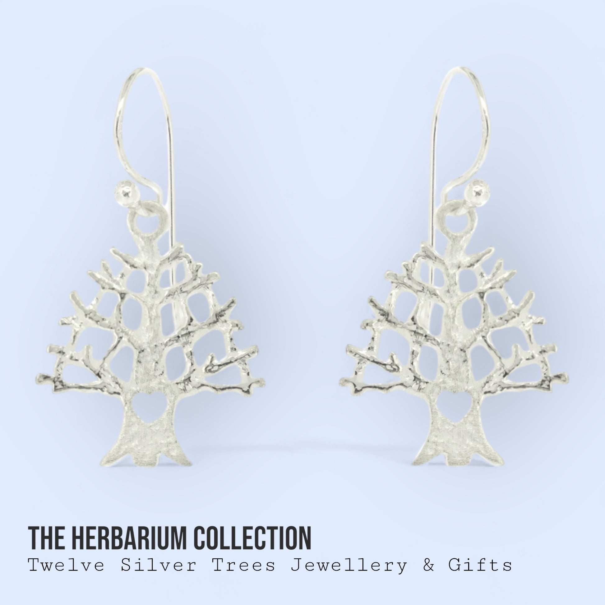 Love Tree - Sterling Silver Hook Earrings - Twelve Silver Trees