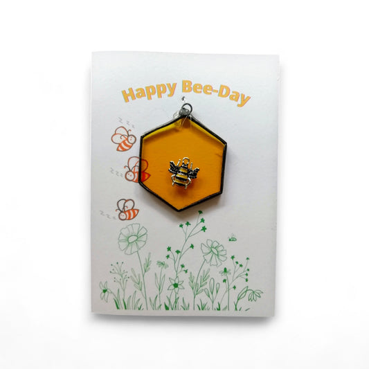 Happy Bee Day Handmade Birthday Card With Glass Sun Catcher - Twelve Silver Trees