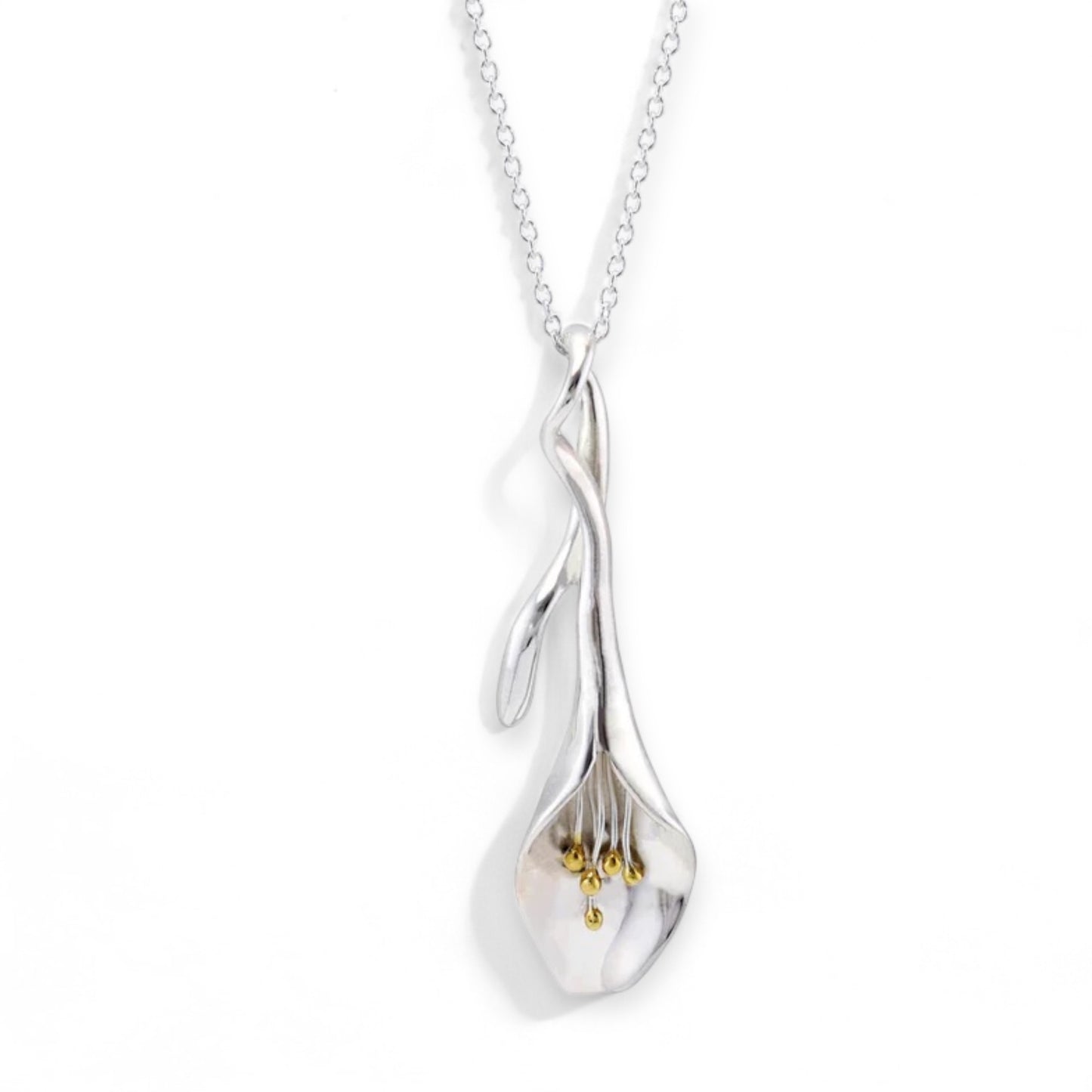 Handmade Sterling Silver Calla Lily Pendant - Twelve Silver Trees