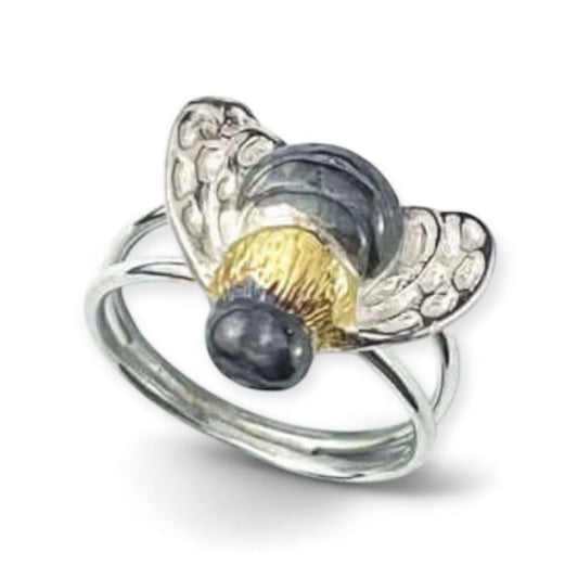 Honeybee Sterling Silver Solitaire Ring By Paula Bolton - Twelve Silver Trees