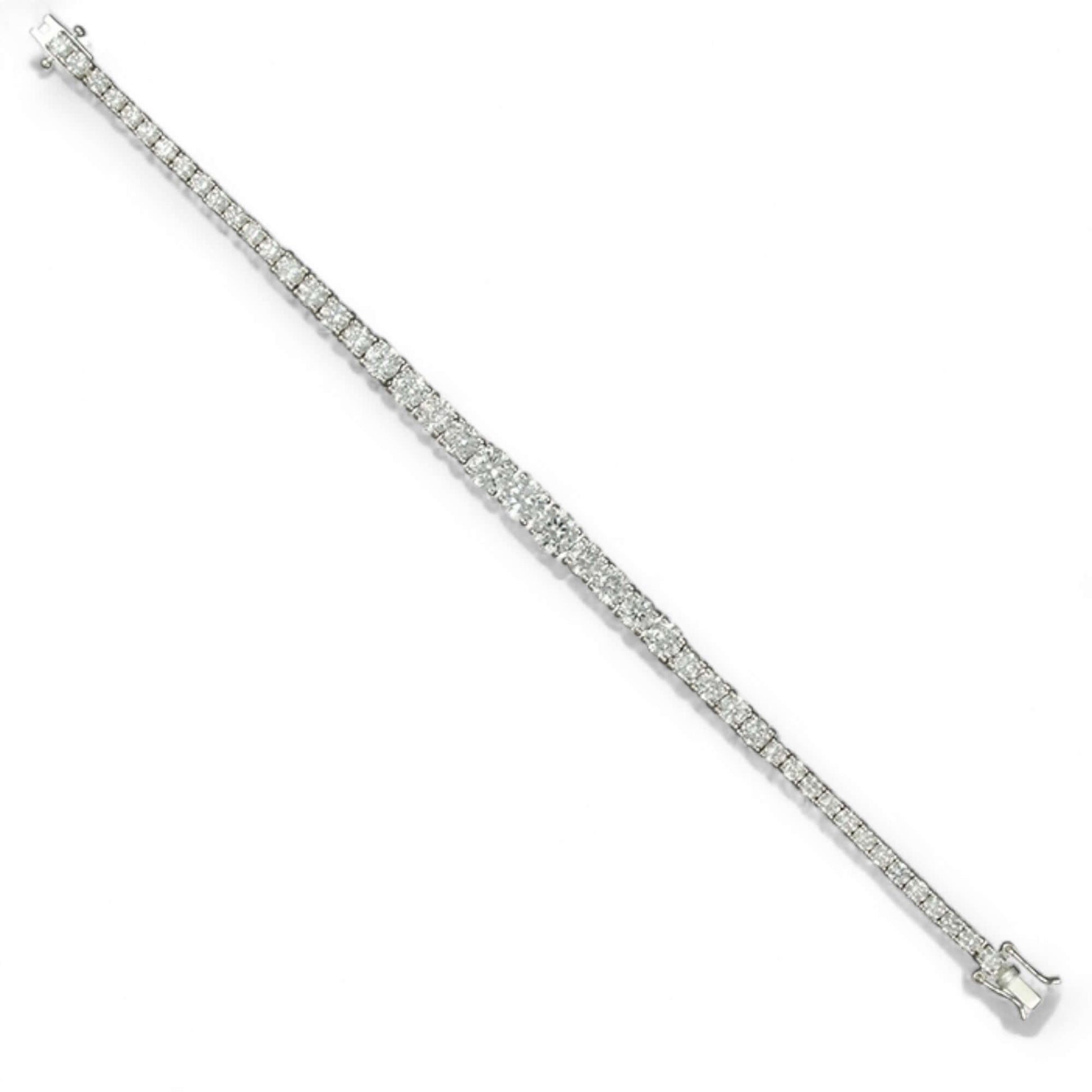 Graduated Sterling Silver Zirconia Tennis Bracelet - Twelve Silver Trees