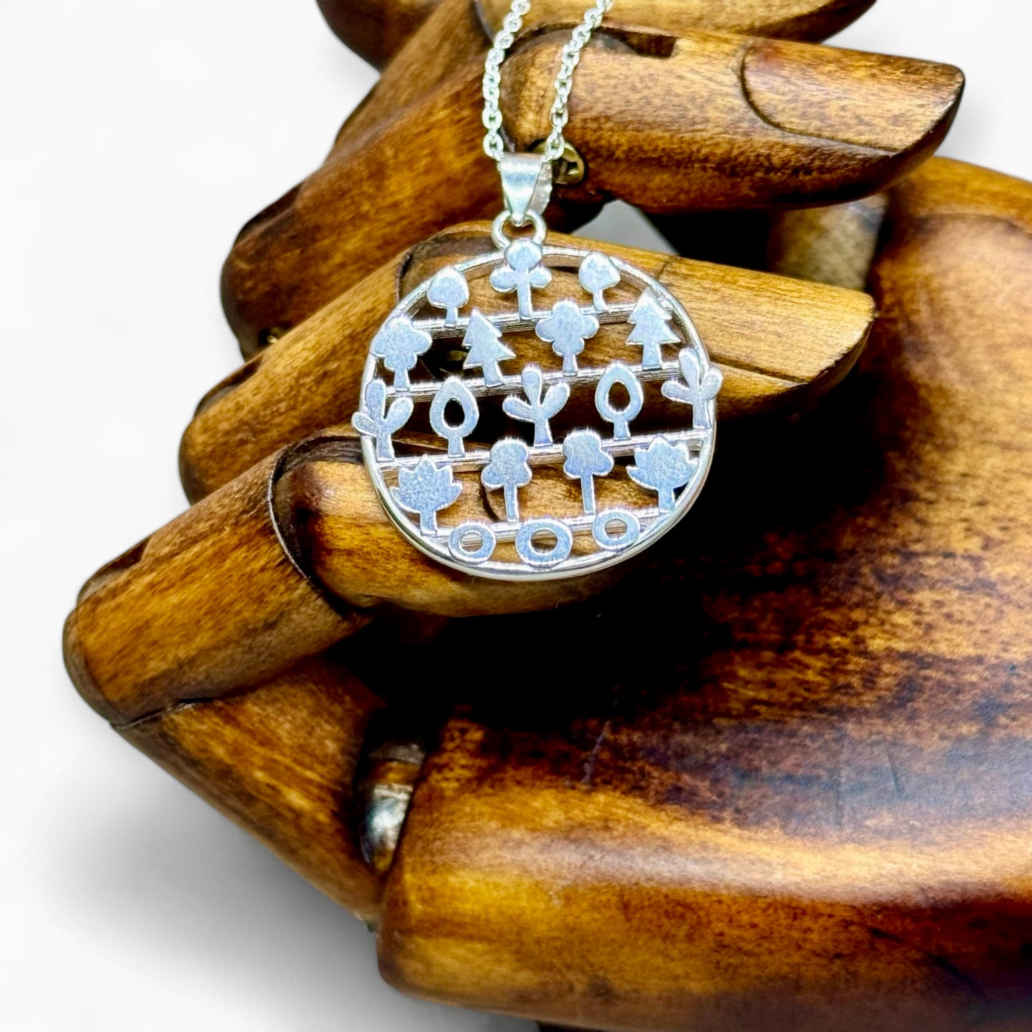 Woodland Trees Sterling Silver Pendant - Twelve Silver Trees