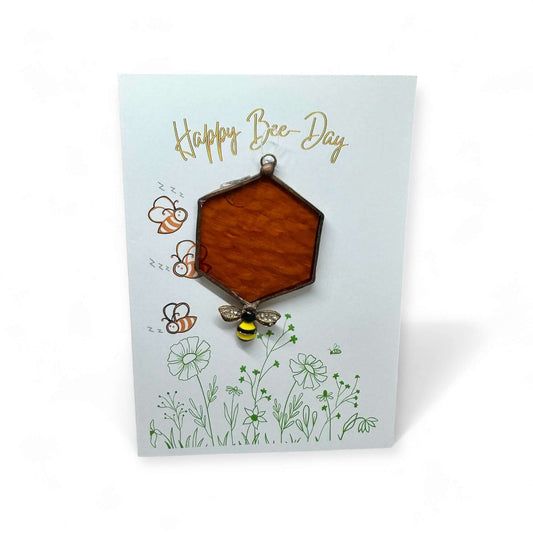 Happy Bee Day Handmade Birthday Card With Glass Sun Catcher - Twelve Silver Trees