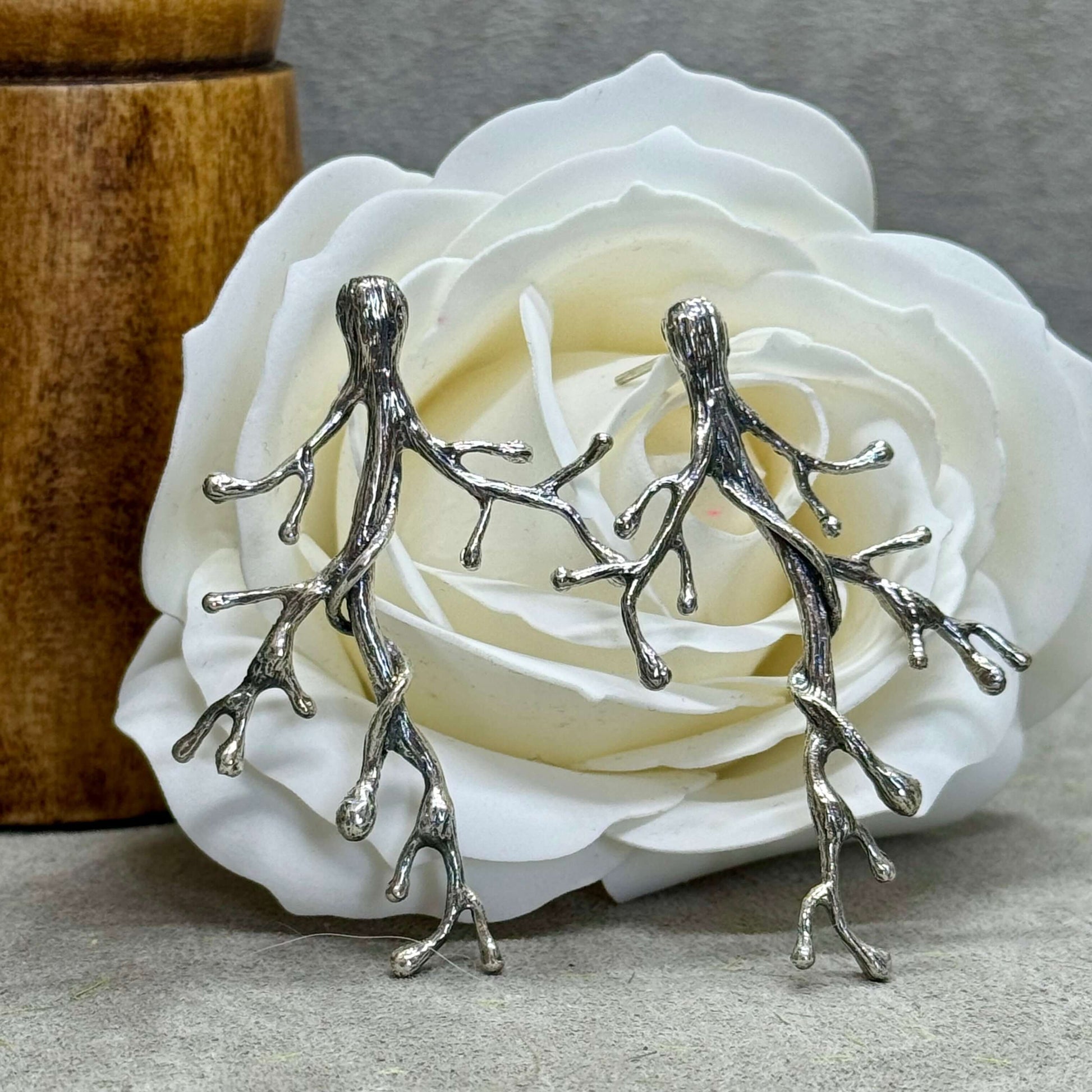 Majestic Sterling Silver Tree Branch Earrings - Twelve Silver Trees