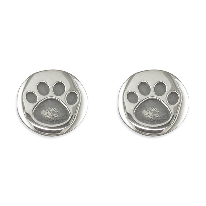 Sterling Silver Paw Print Stud Earrings - Twelve Silver Trees