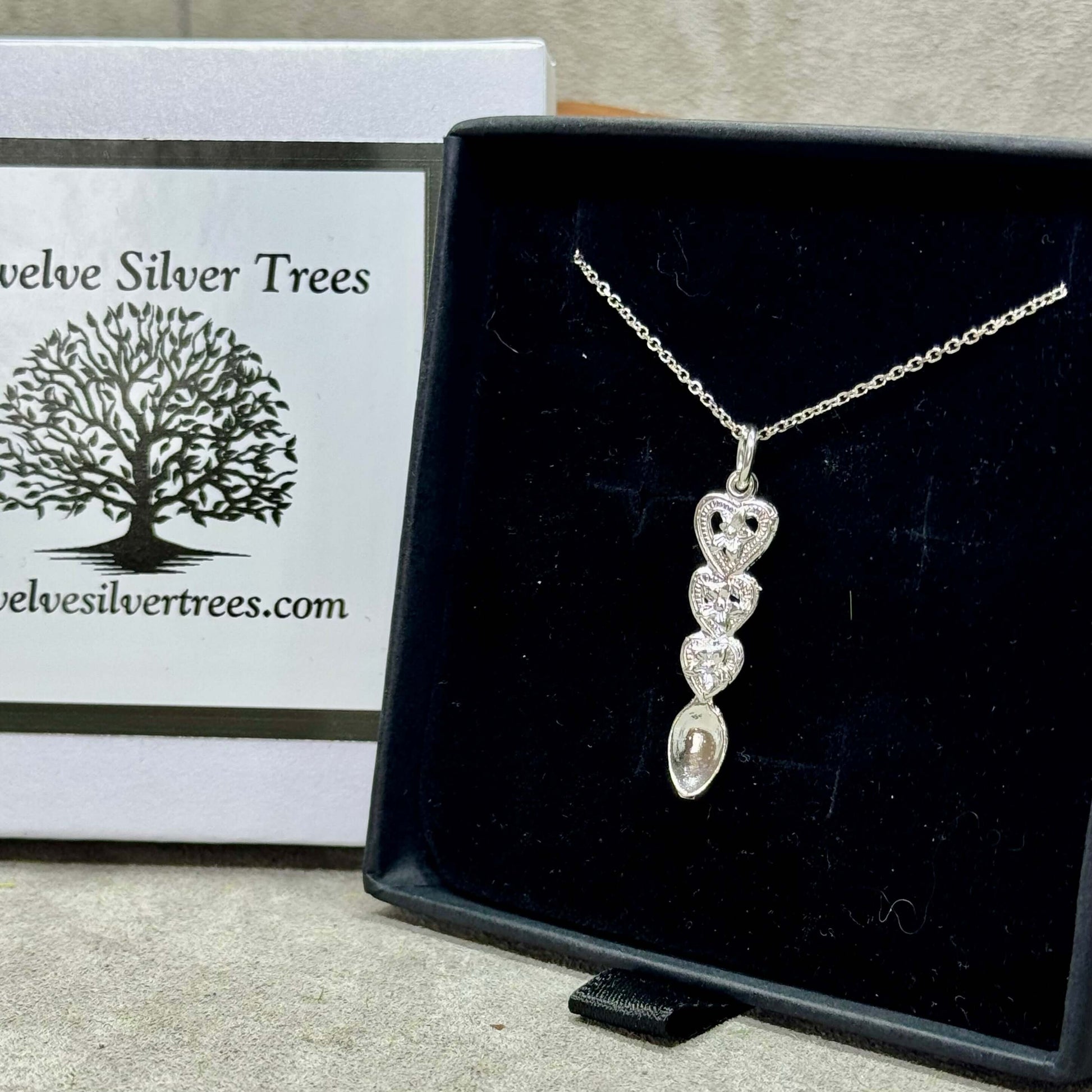 Welsh Love Spoon Daffodil Sterling Silver Pendant - Twelve Silver Trees