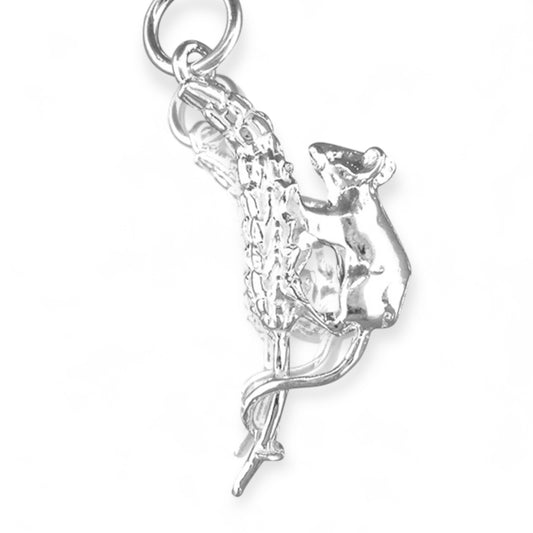 Sterling Silver Mouse on an Ear of Corn Charm Pendant - Twelve Silver Trees