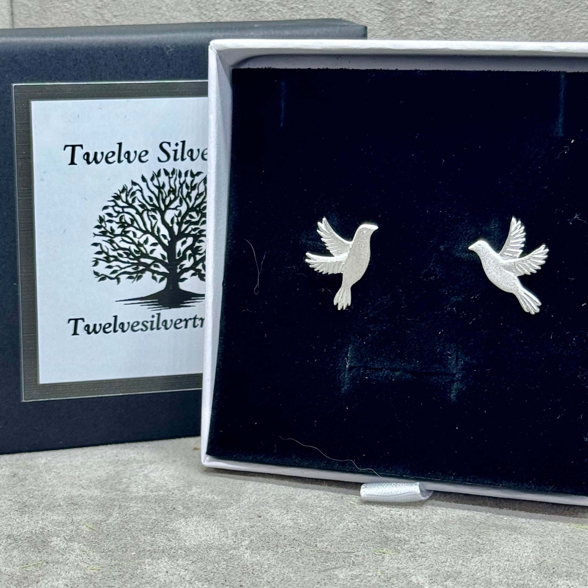 Swallow Sterling Silver Handmade Studs Earrings - Twelve Silver Trees