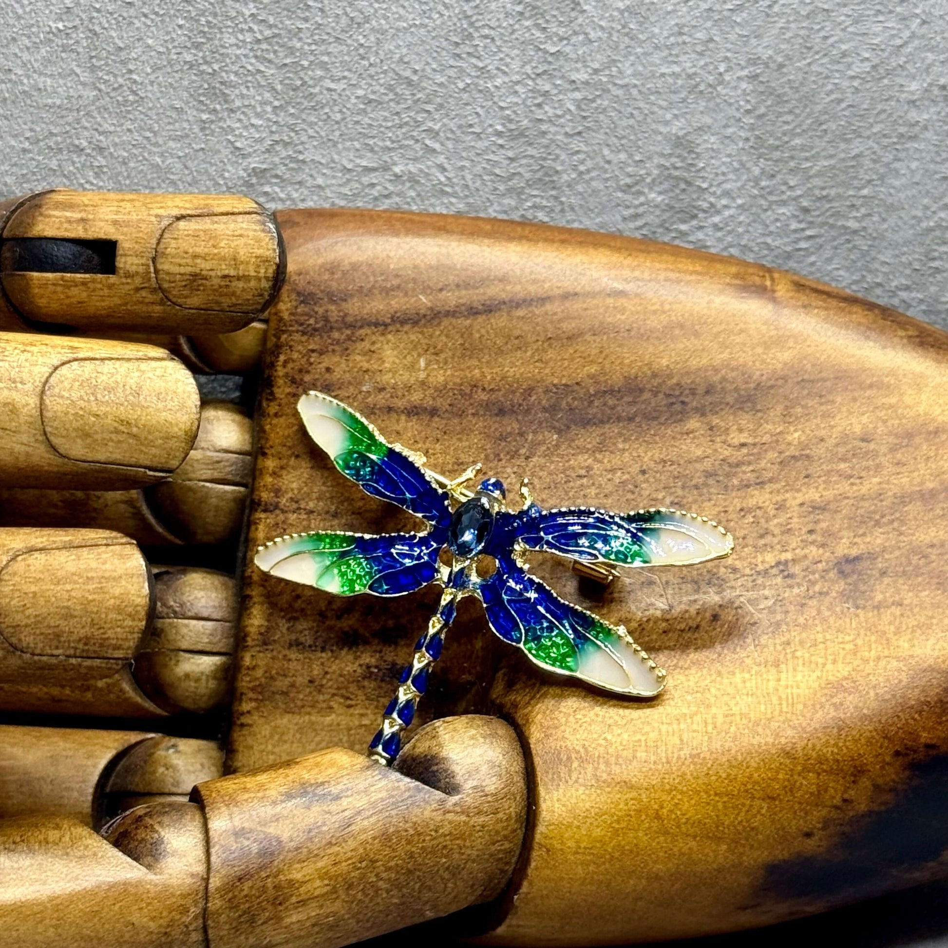 Elegant Coloured Enamel Dragonfly Brooch - Twelve Silver Trees