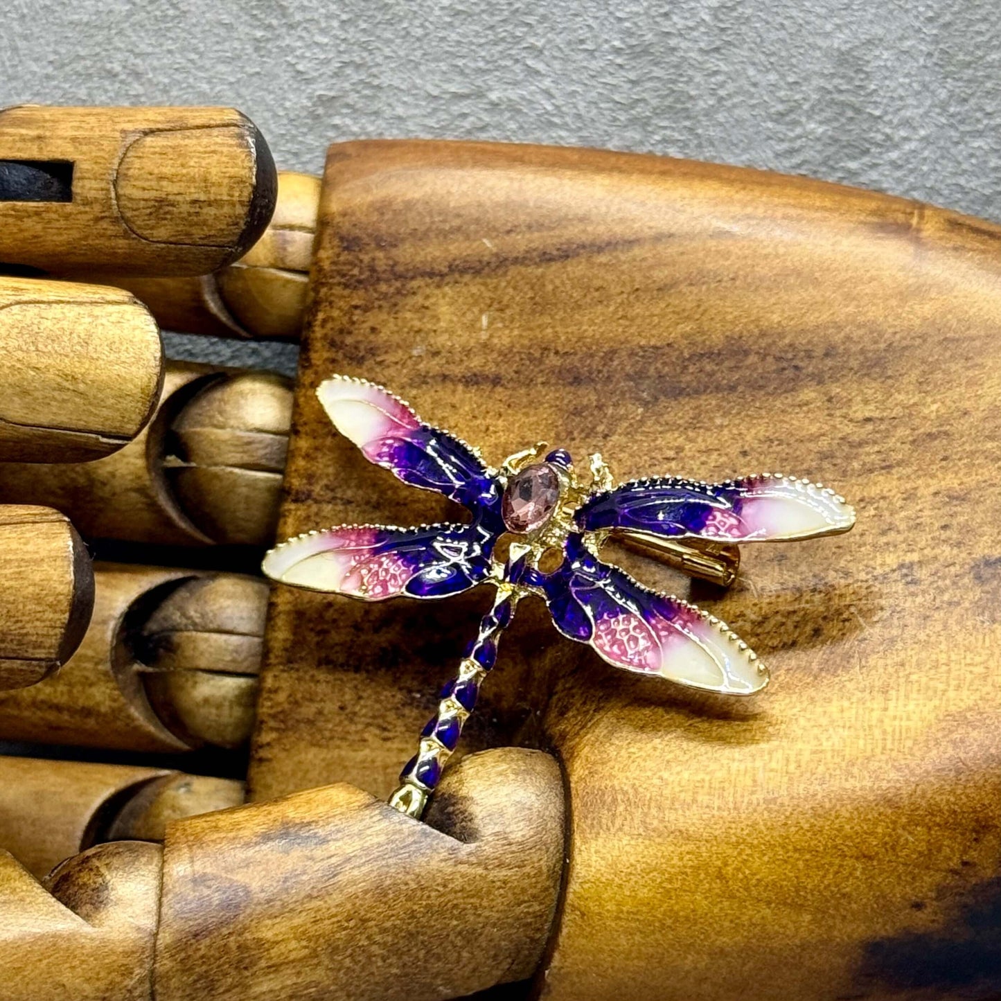 Elegant Coloured Enamel Dragonfly Brooch - Twelve Silver Trees