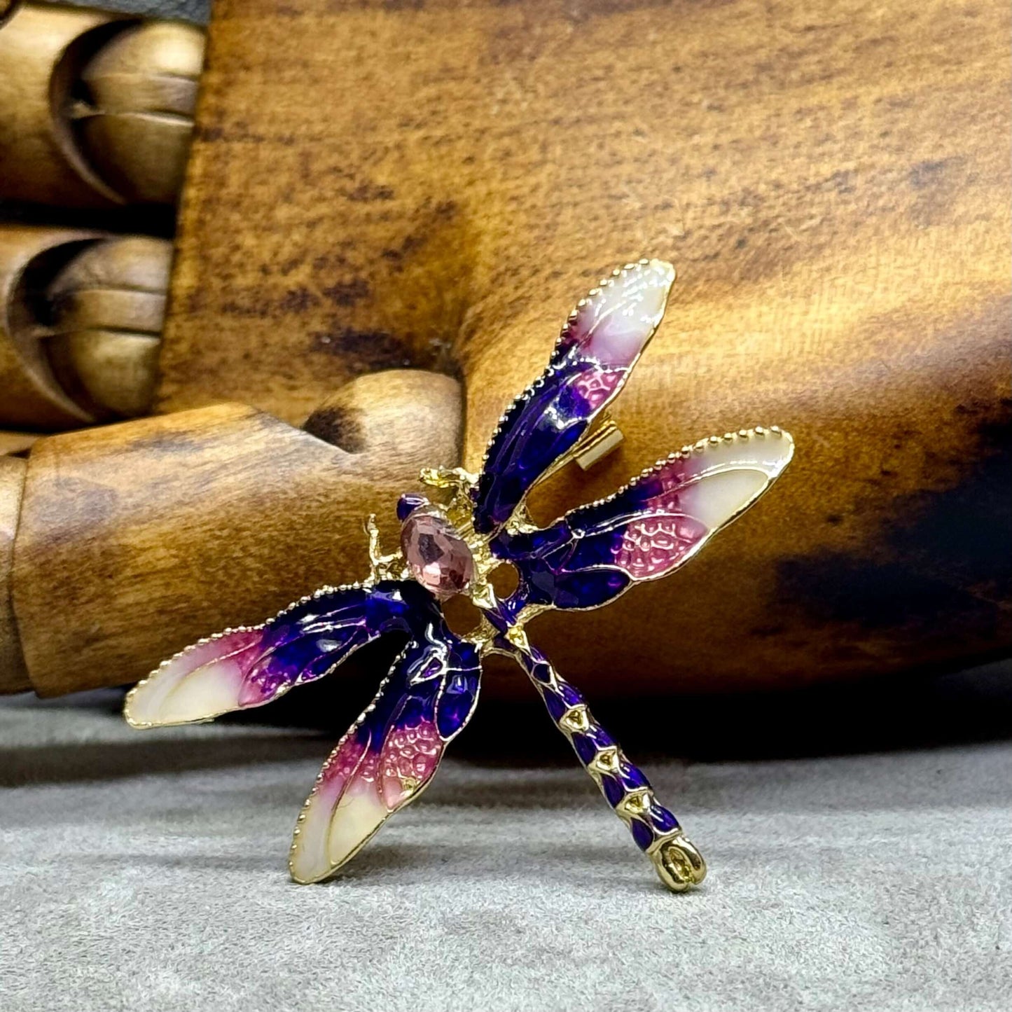 Elegant Coloured Enamel Dragonfly Brooch - Twelve Silver Trees