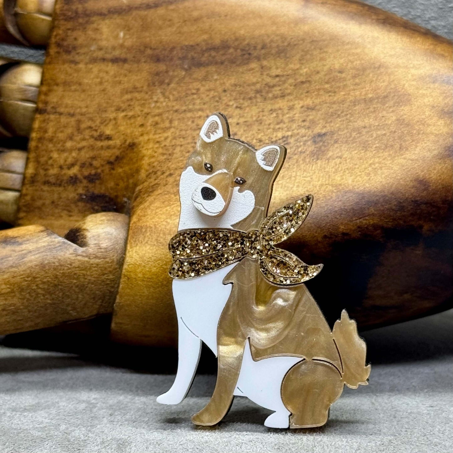 The Shiba Inu - Acrylic Art Dog Brooch - Twelve Silver Trees