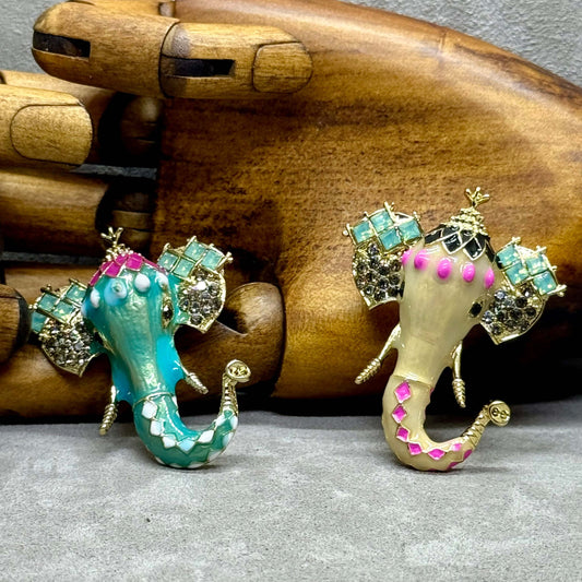 Enamel And Crystal Bejewelled Regal Elephant Brooch | The Fashion Jewellery Collection from Twelve Silver Trees Jewellery & Gifts