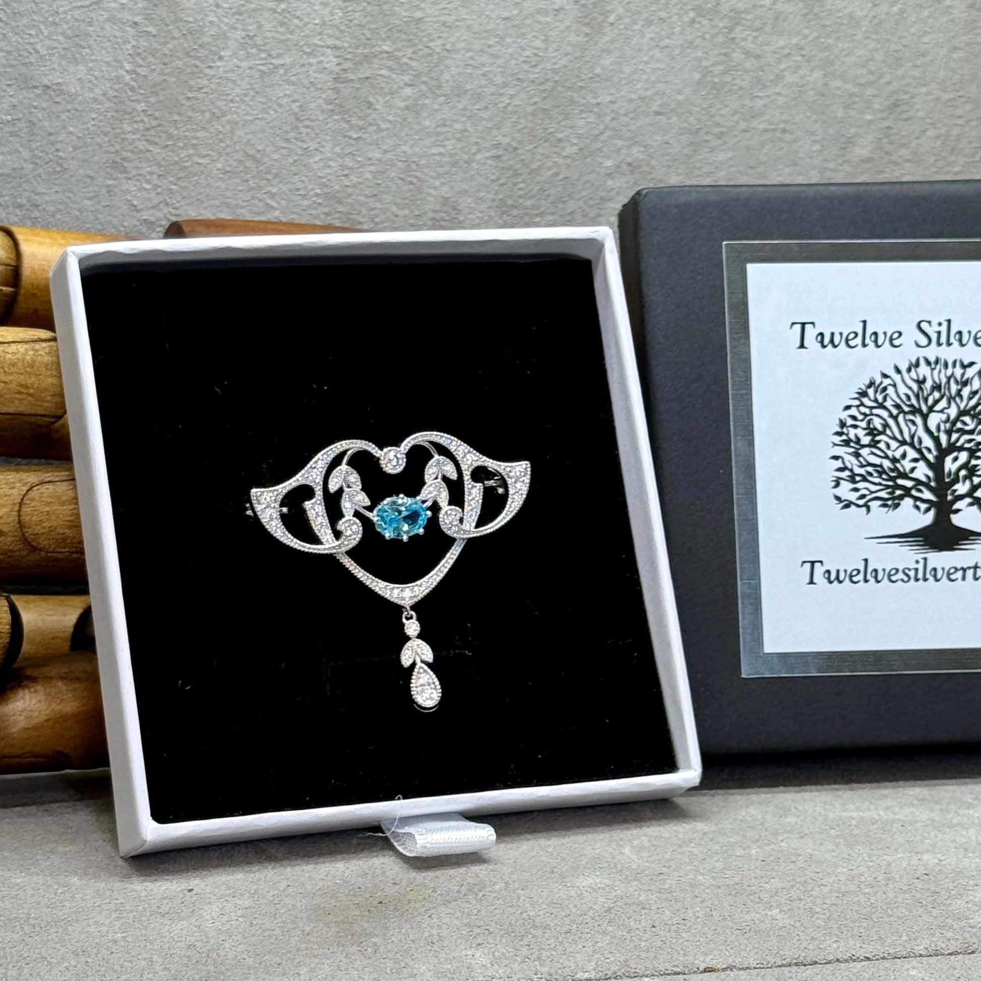 Belle Epoque Inspired Sterling Silver Brooch - Twelve Silver Trees