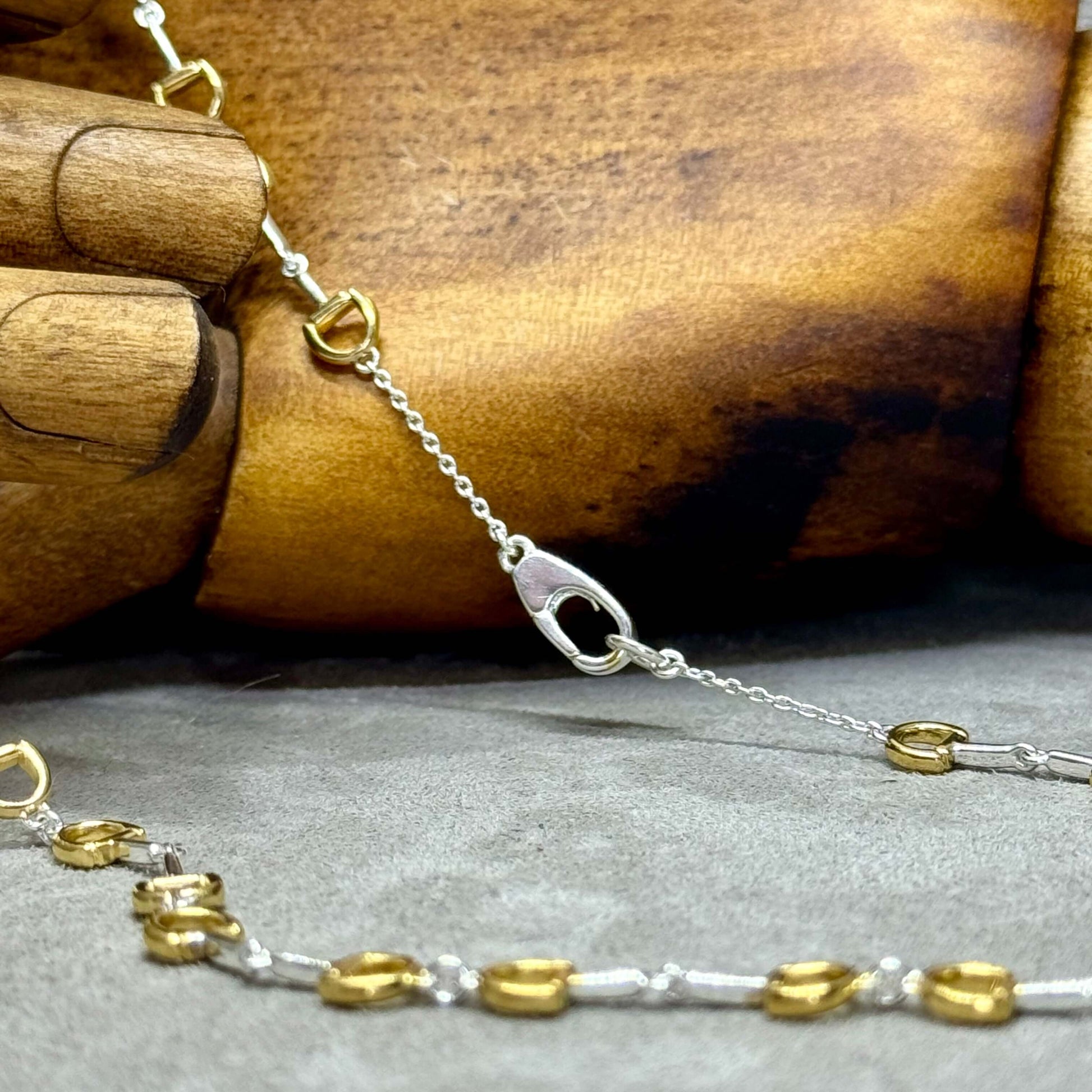 Continuous Snaffle Necklace Sterling Silver And 18 Carat Gold. - Twelve Silver Trees