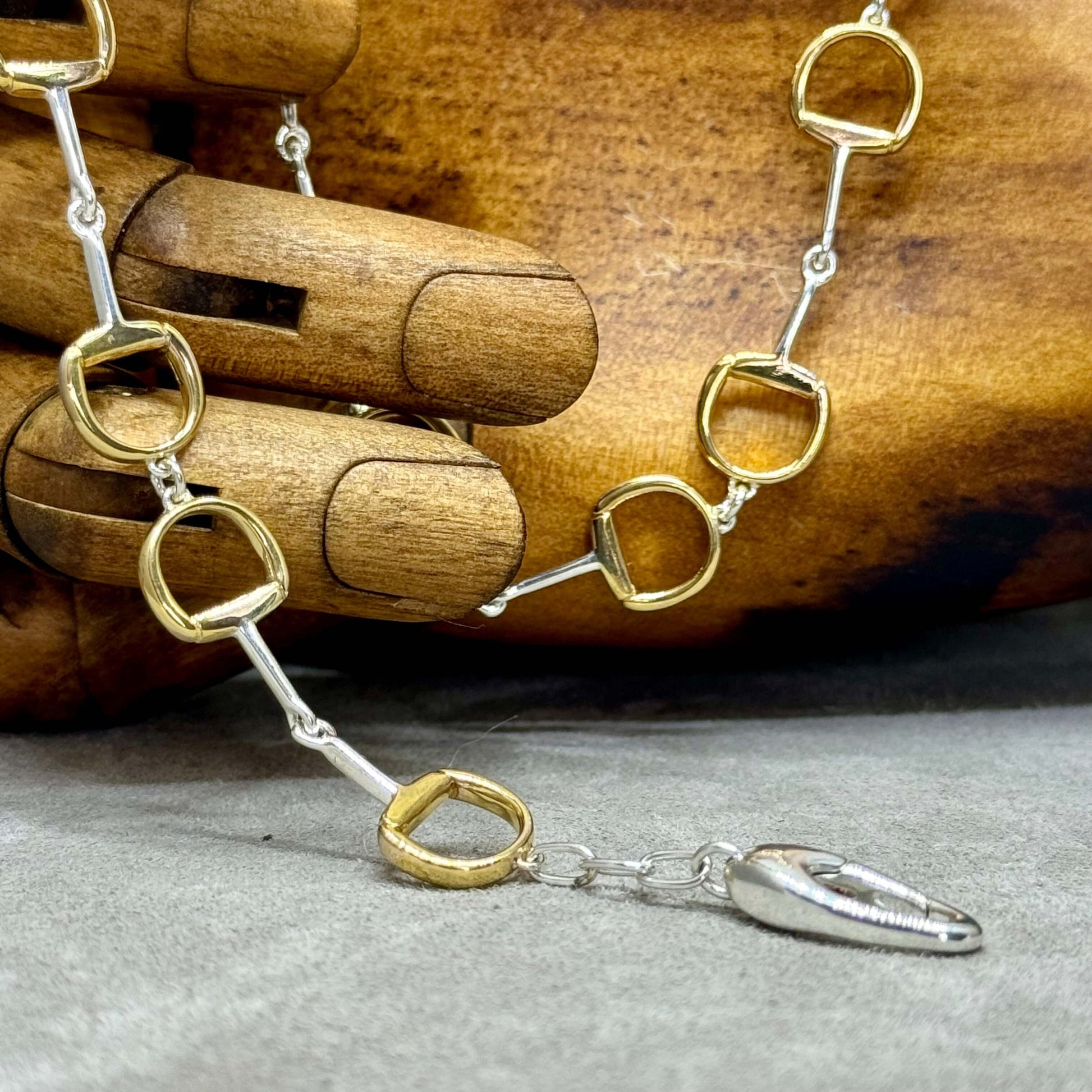 Continuous Snaffle Necklace - Large, Sterling Silver & 18 Carat Gold - Twelve Silver Trees