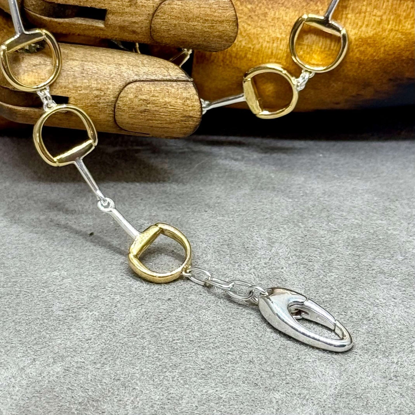 Continuous Snaffle Necklace - Large, Sterling Silver & 18 Carat Gold - Twelve Silver Trees