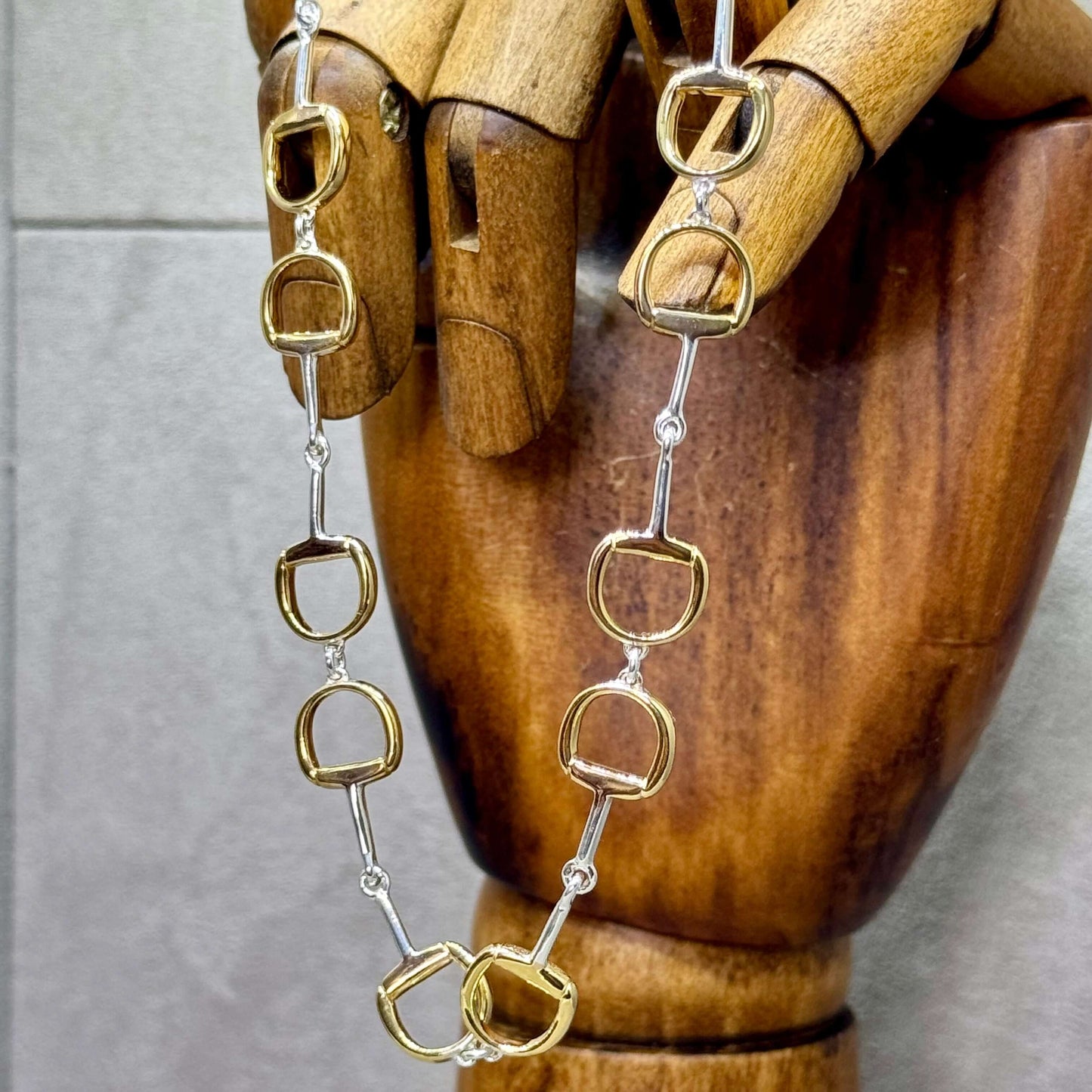 Continuous Snaffle Necklace - Large, Sterling Silver & 18 Carat Gold - Twelve Silver Trees