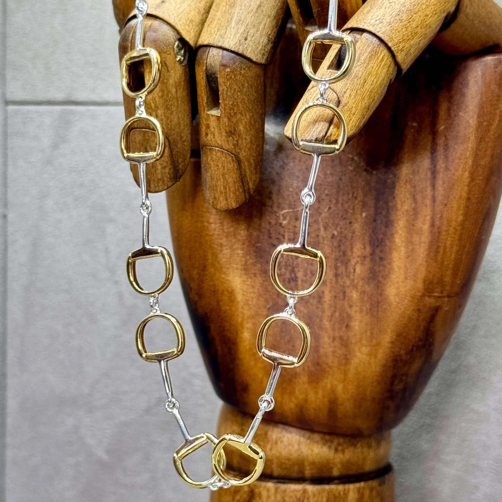 Continuous Snaffle Necklace - Large, Sterling Silver & 18 Carat Gold - Twelve Silver Trees