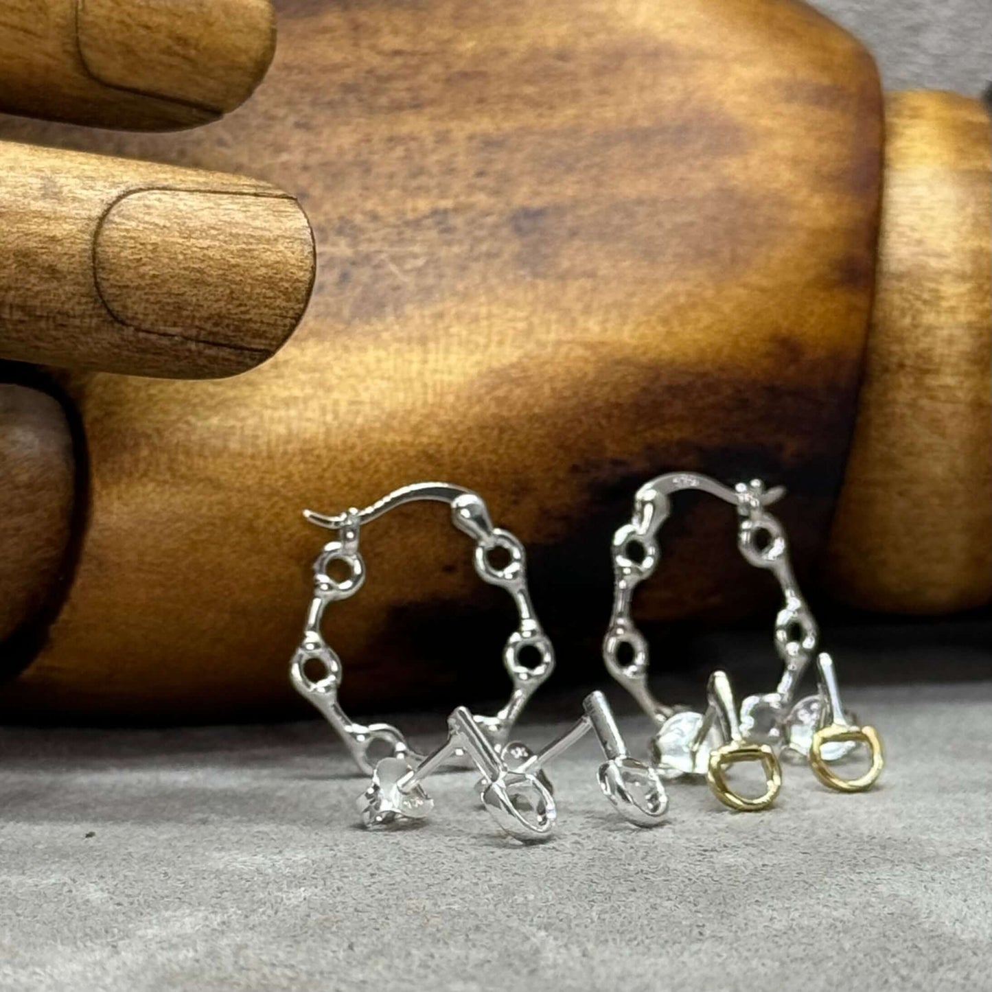 Mini Snaffle Sterling Silver Stud or Hoop Earrings - Twelve Silver Trees