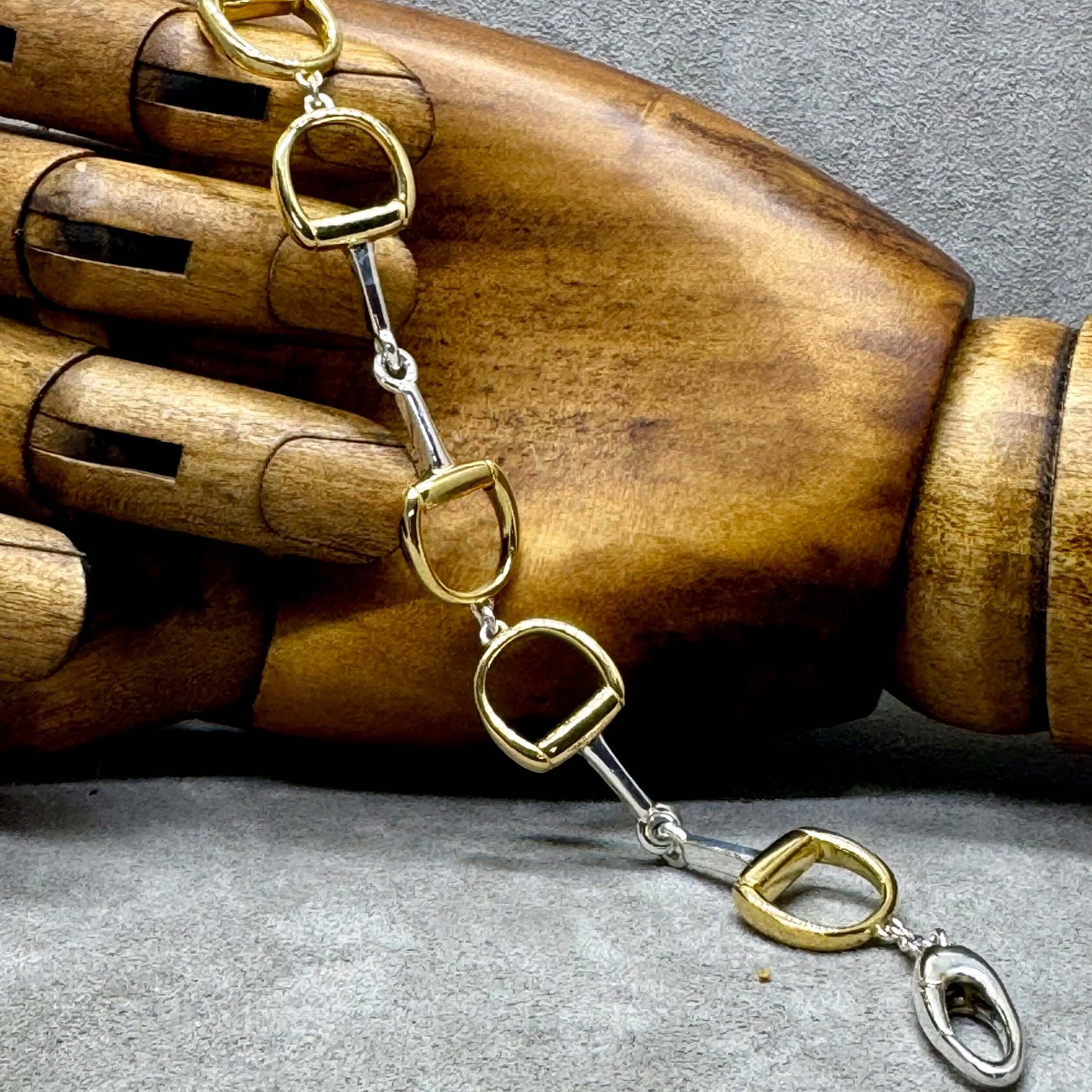 Classic Sterling Silver & Gold Snaffle Bracelet - Twelve Silver Trees