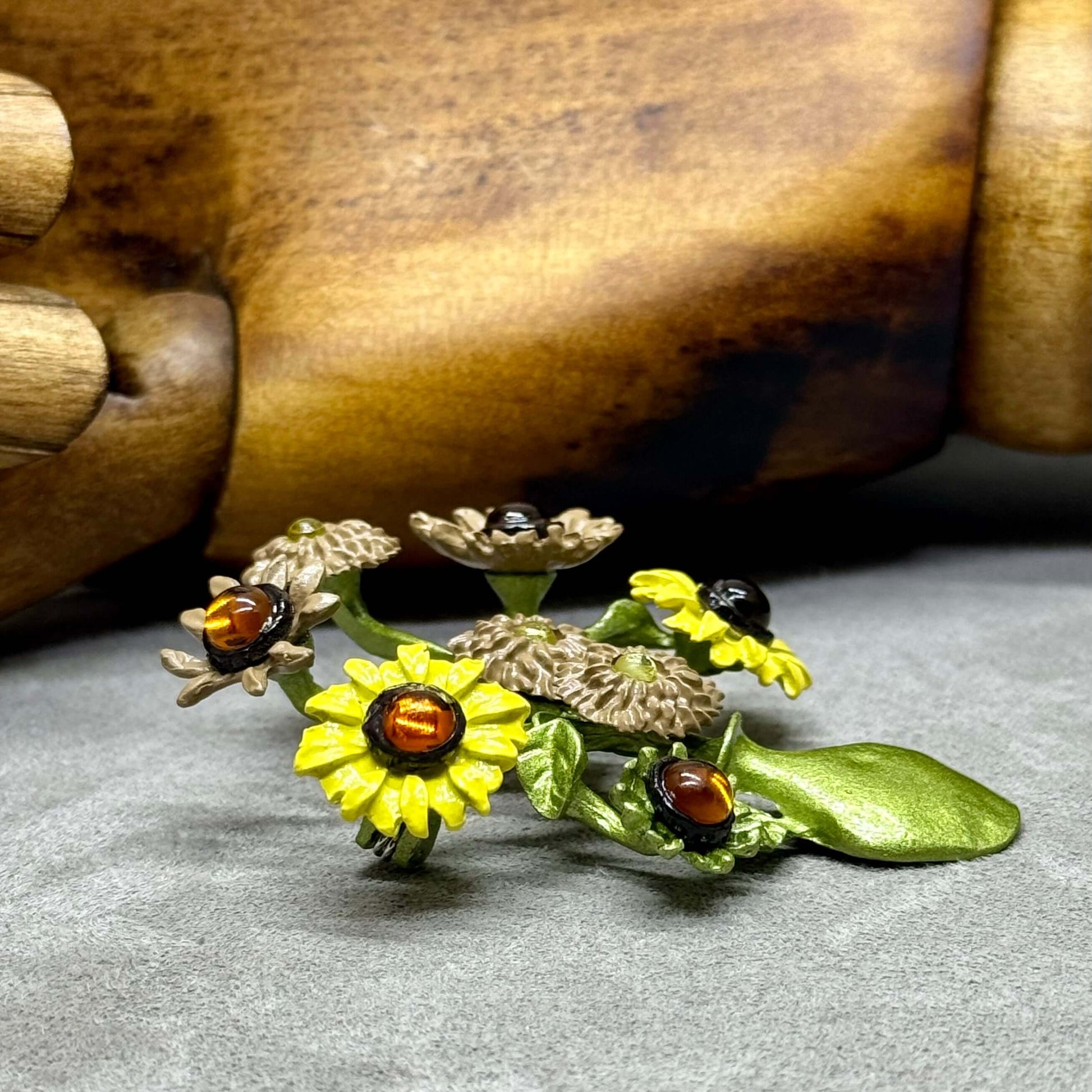 Art Inspired Enamel Sunflower Brooch - Twelve Silver Trees