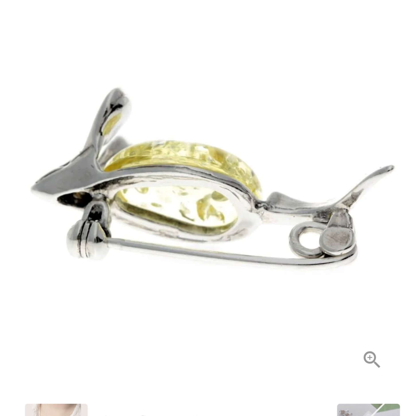 Lemon Amber and Sterling Silver Mouse Brooch - Twelve Silver Trees