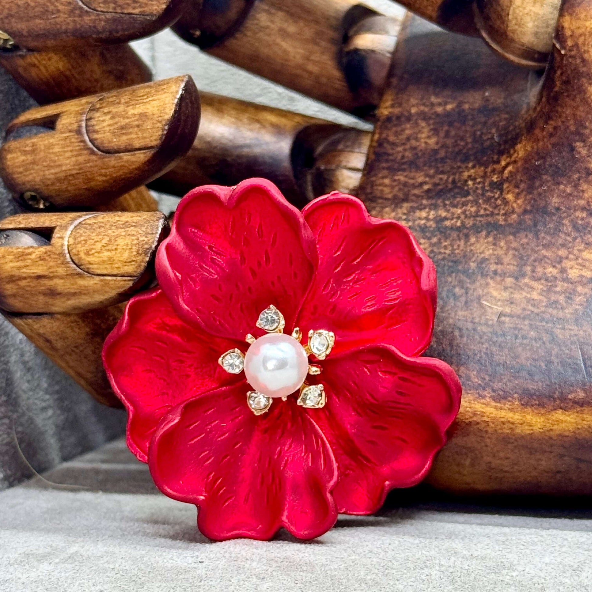 Large Enamel Poppy Brooch - Twelve Silver Trees